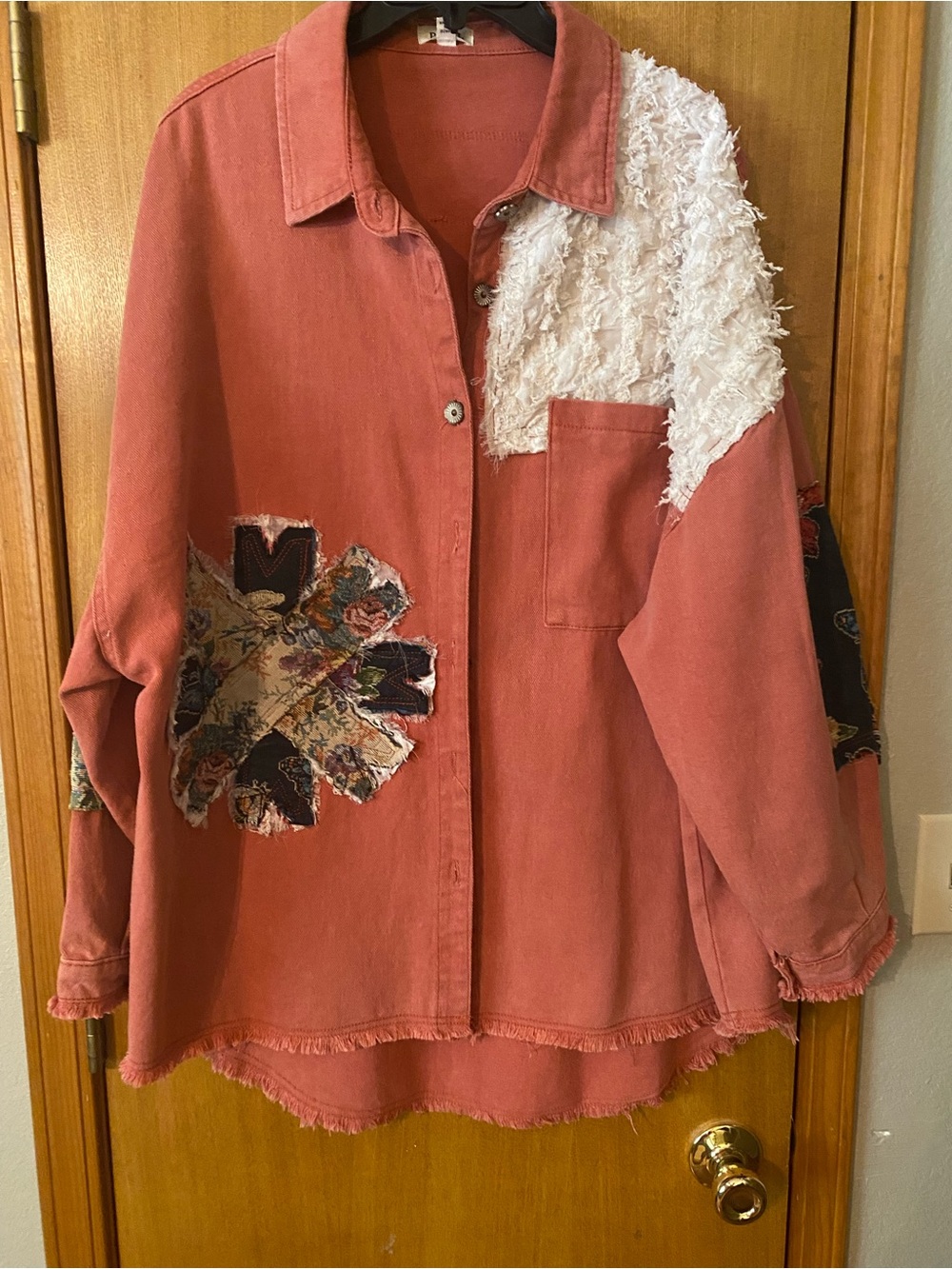 POL Boho Patchwork Button-Up Shacket - Picture 4 of 8